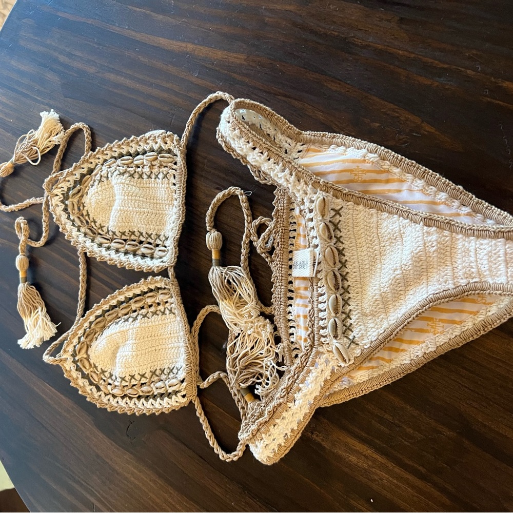 Free people, crochet, seashell, bikini